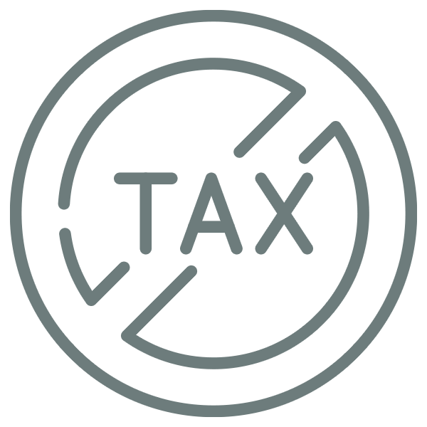 Vector image showing the word tax with line through it, reflecting reduced taxes